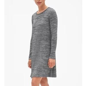 Gap Softspun Long Sleeve T-Shirt Dress Black Grey Stripe‎ Womens Small Mini